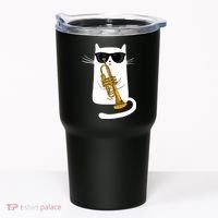 Jazz Funk Soul Cool Cute Cat Playing Trumpet Tumbler thumb 0