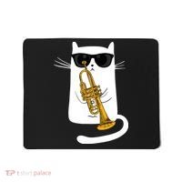 Jazz Funk Soul Cool Cute Cat Playing Trumpet Mousepad thumb 0