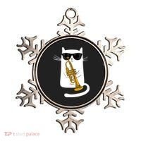 Jazz Funk Soul Cool Cute Cat Playing Trumpet Ornament thumb 0