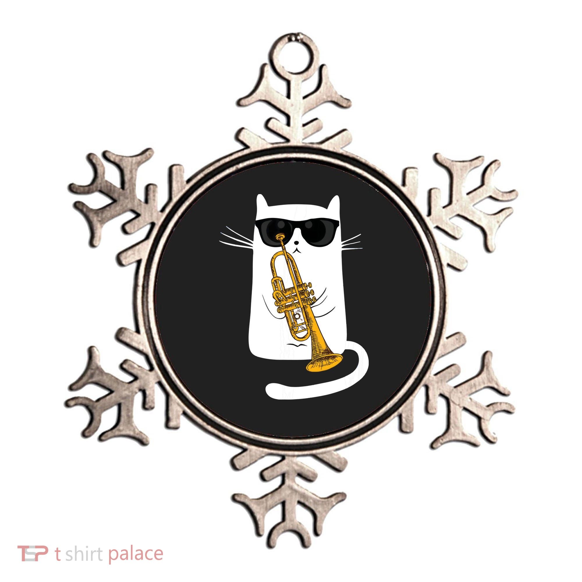 Jazz Funk Soul Cool Cute Cat Playing Trumpet Ornament