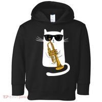 Jazz Funk Soul Cool Cute Cat Playing Trumpet Toddler Hoodie thumb 0