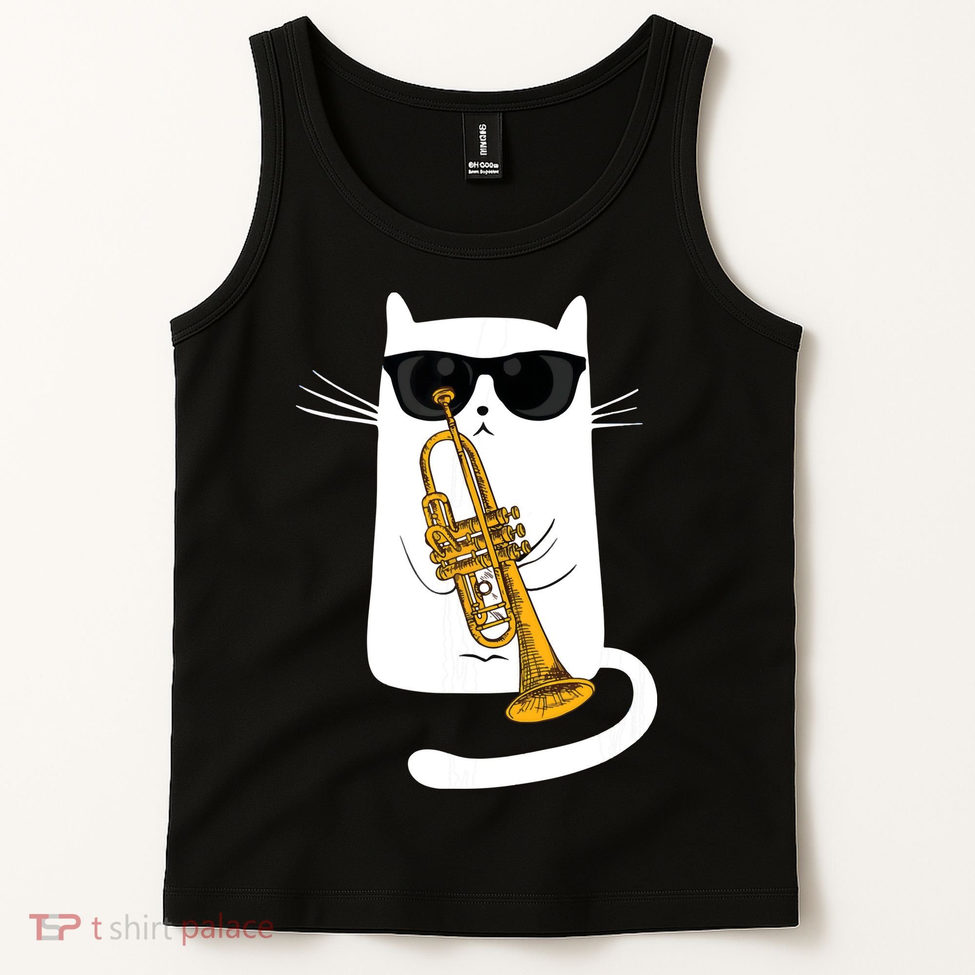 Jazz Funk Soul Cool Cute Cat Playing Trumpet Tank Top