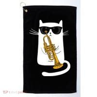 Jazz Funk Soul Cool Cute Cat Playing Trumpet Golf Towel thumb 0