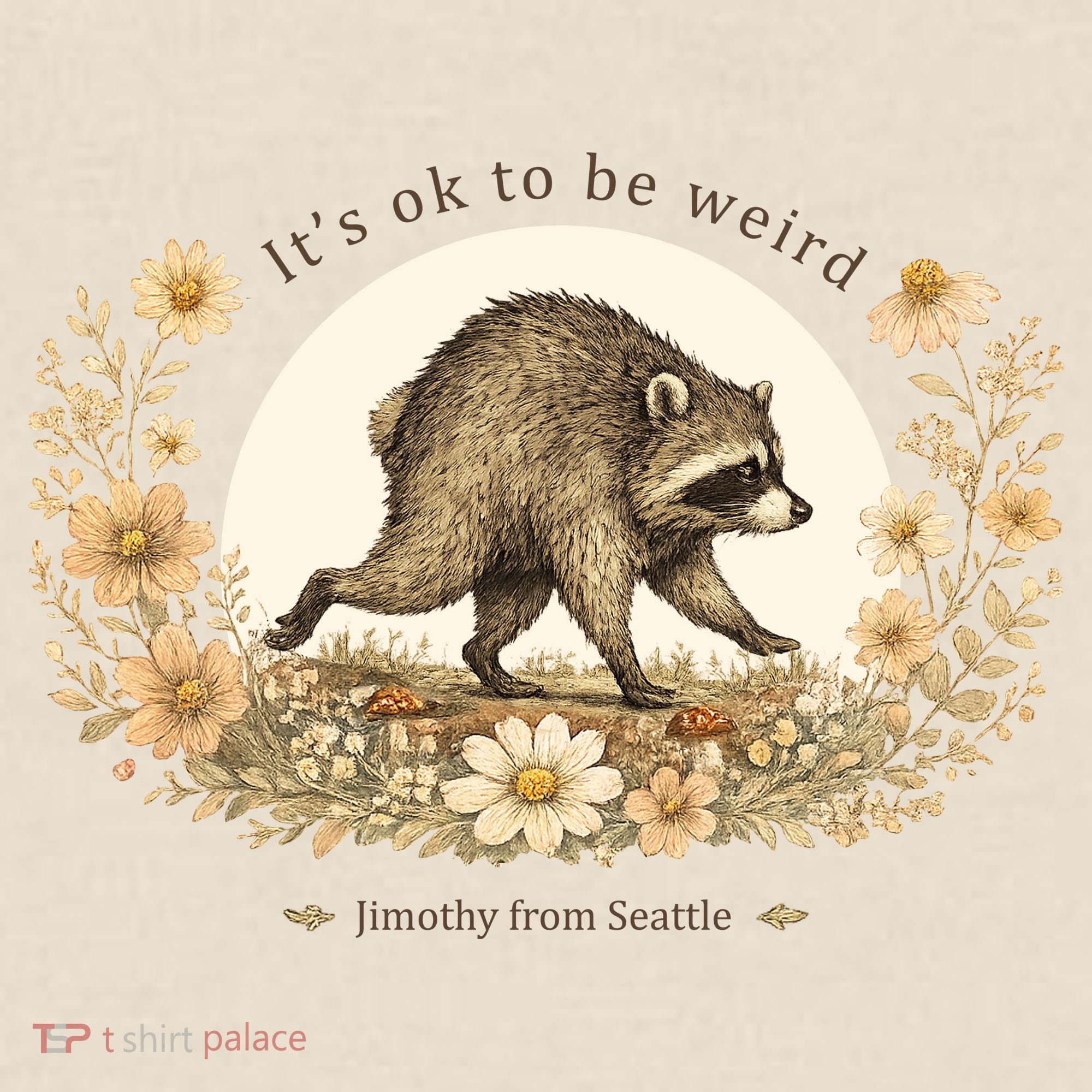 Jimothy From Seattle It’s OK To Be Weird Raccoon Kids T-Shirt