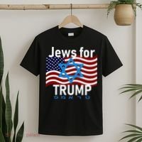 Jews For Trump American Flag Star Of David Hebrew Supporter T-Shirt thumb 2