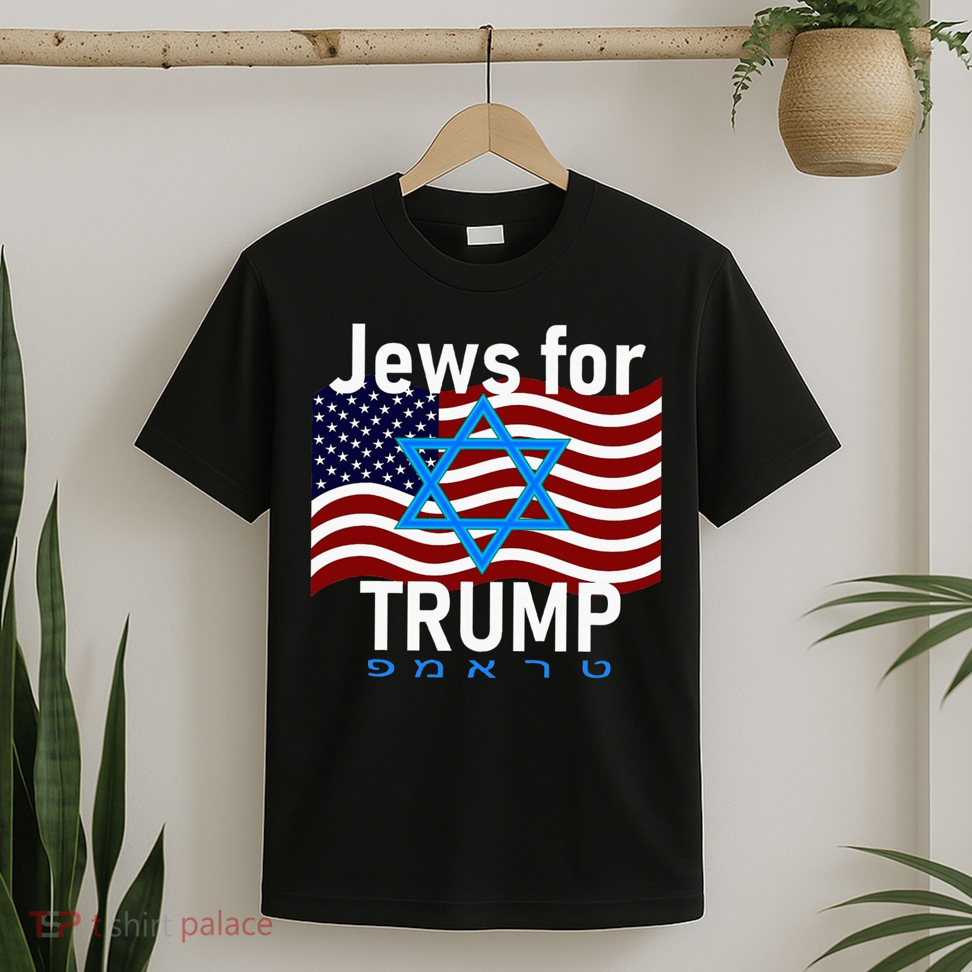 Jews For Trump American Flag Star Of David Hebrew Supporter T-Shirt