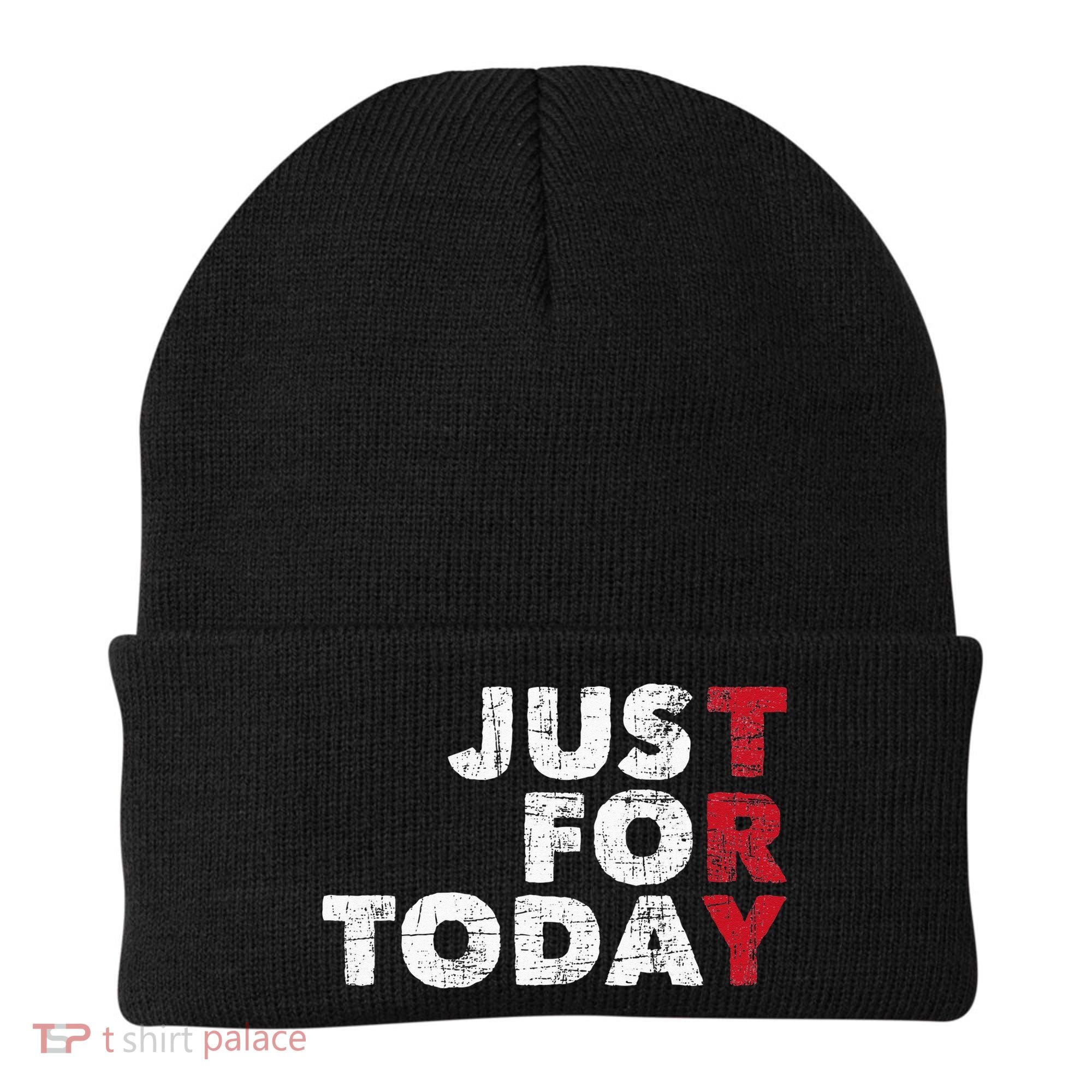 Just For Today Sobriety Anniversary Sober AA NA Recovery Beanie