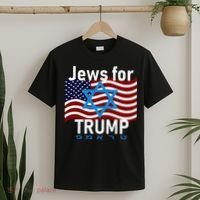 Jews For Trump American Flag Star Of David Hebrew Supporter T-Shirt thumb 2