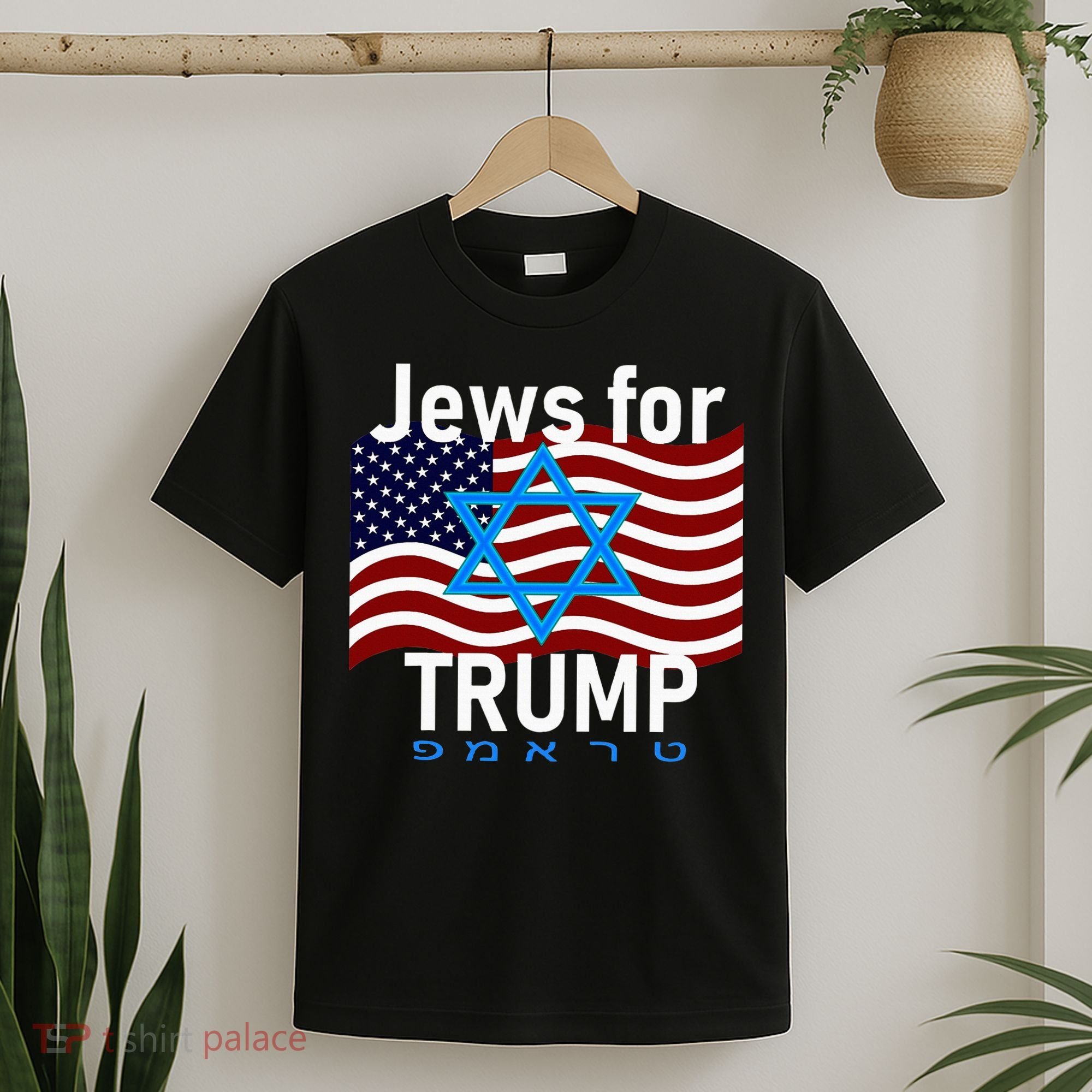 Jews For Trump American Flag Star Of David Hebrew Supporter T-Shirt