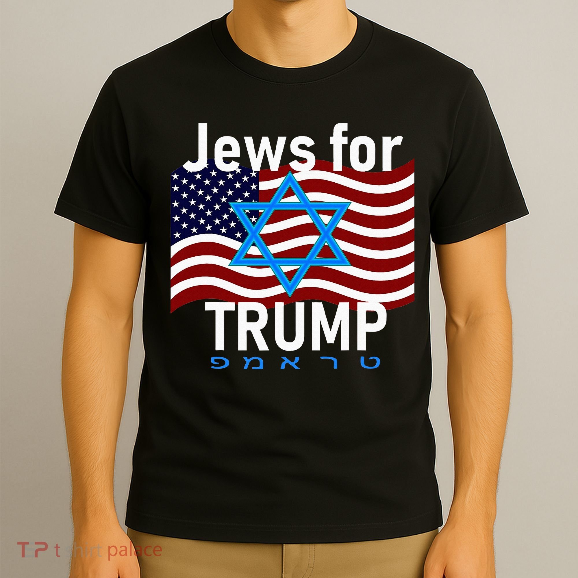 Jews For Trump American Flag Star Of David Hebrew Supporter T-Shirt