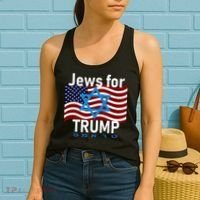 Jews For Trump American Flag Star Of David Hebrew Supporter Women's Tank Top thumb 2