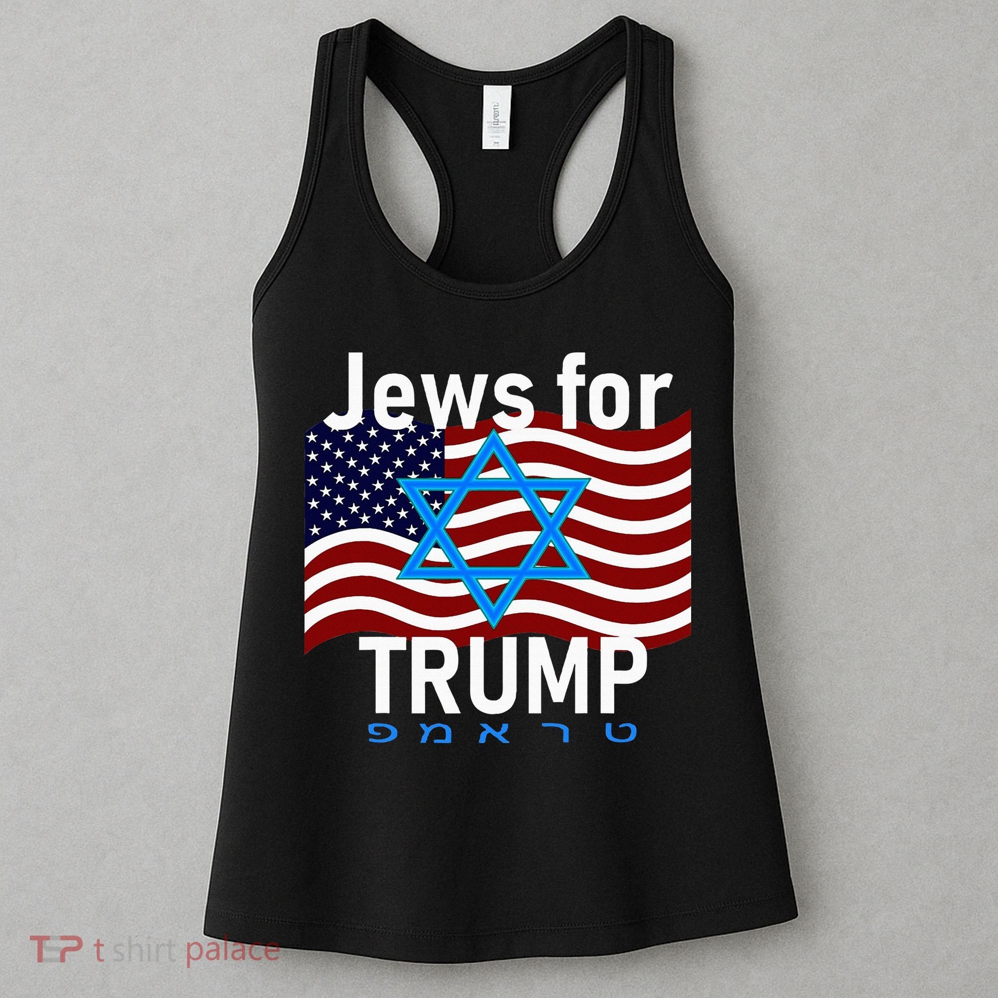 Jews For Trump American Flag Star Of David Hebrew Supporter Women's Tank Top