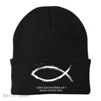 Jesus, Fish With Bible Quotes For Christians Beanie thumb 0