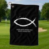 Jesus, Fish With Bible Quotes For Christians Golf Towel thumb 1
