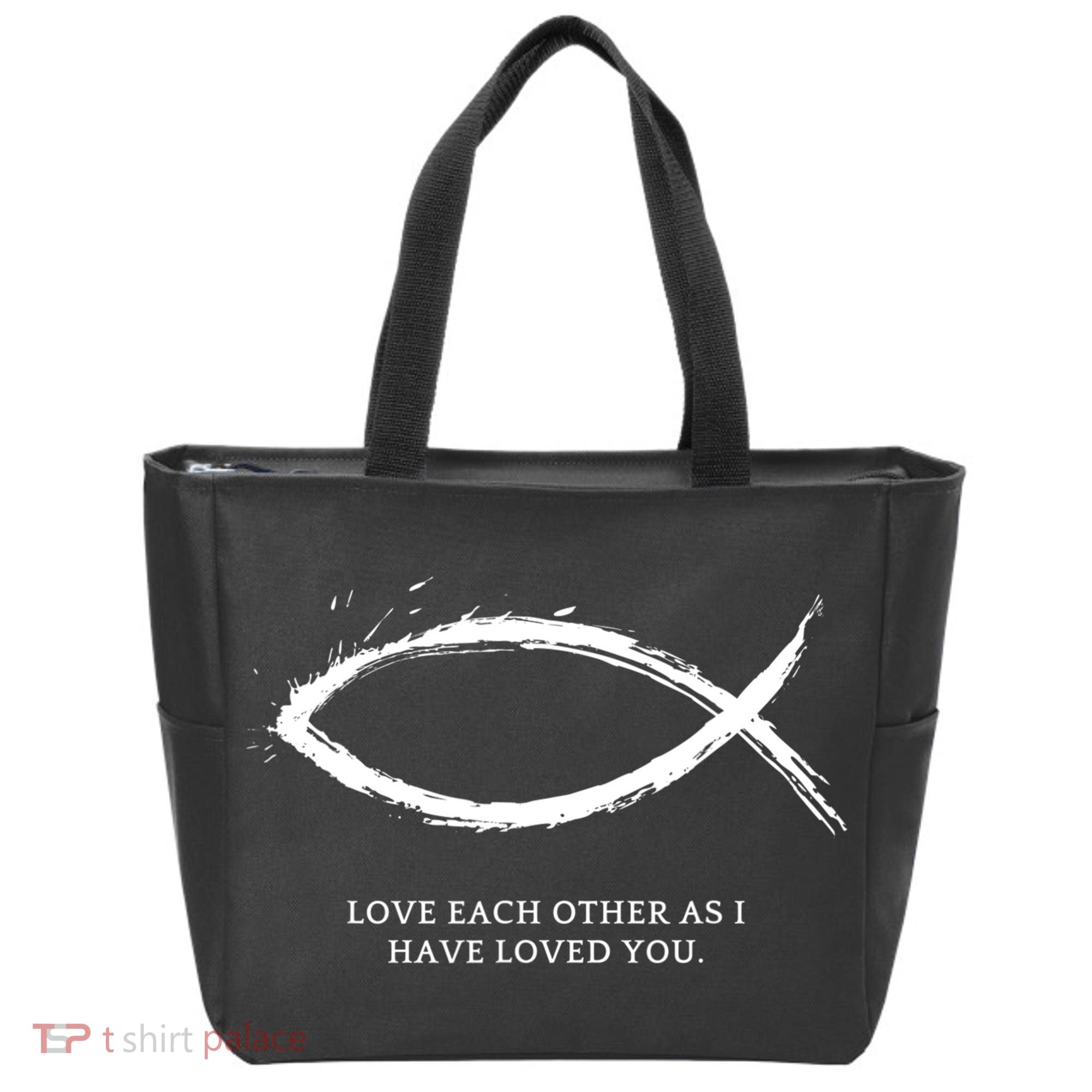 Jesus, Fish With Bible Quotes For Christians Tote Bag