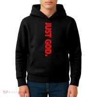Just God Bible Verse Religious Kids Hoodie thumb 4