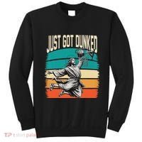 Just Got Dunked Jesus Dunking Baptism Playing Basketball Sweatshirt thumb 0