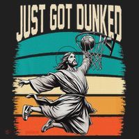 Just Got Dunked Jesus Dunking Baptism Playing Basketball Beanie thumb 2
