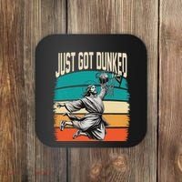 Just Got Dunked Jesus Dunking Baptism Playing Basketball Coaster thumb 0