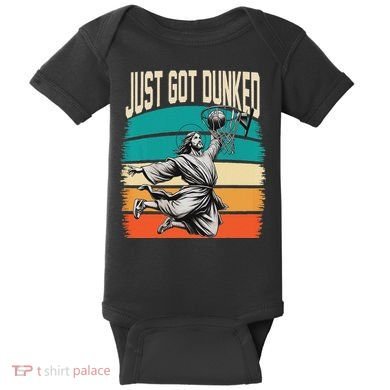 Just Got Dunked Jesus Dunking Baptism Playing Basketball Baby Bodysuit