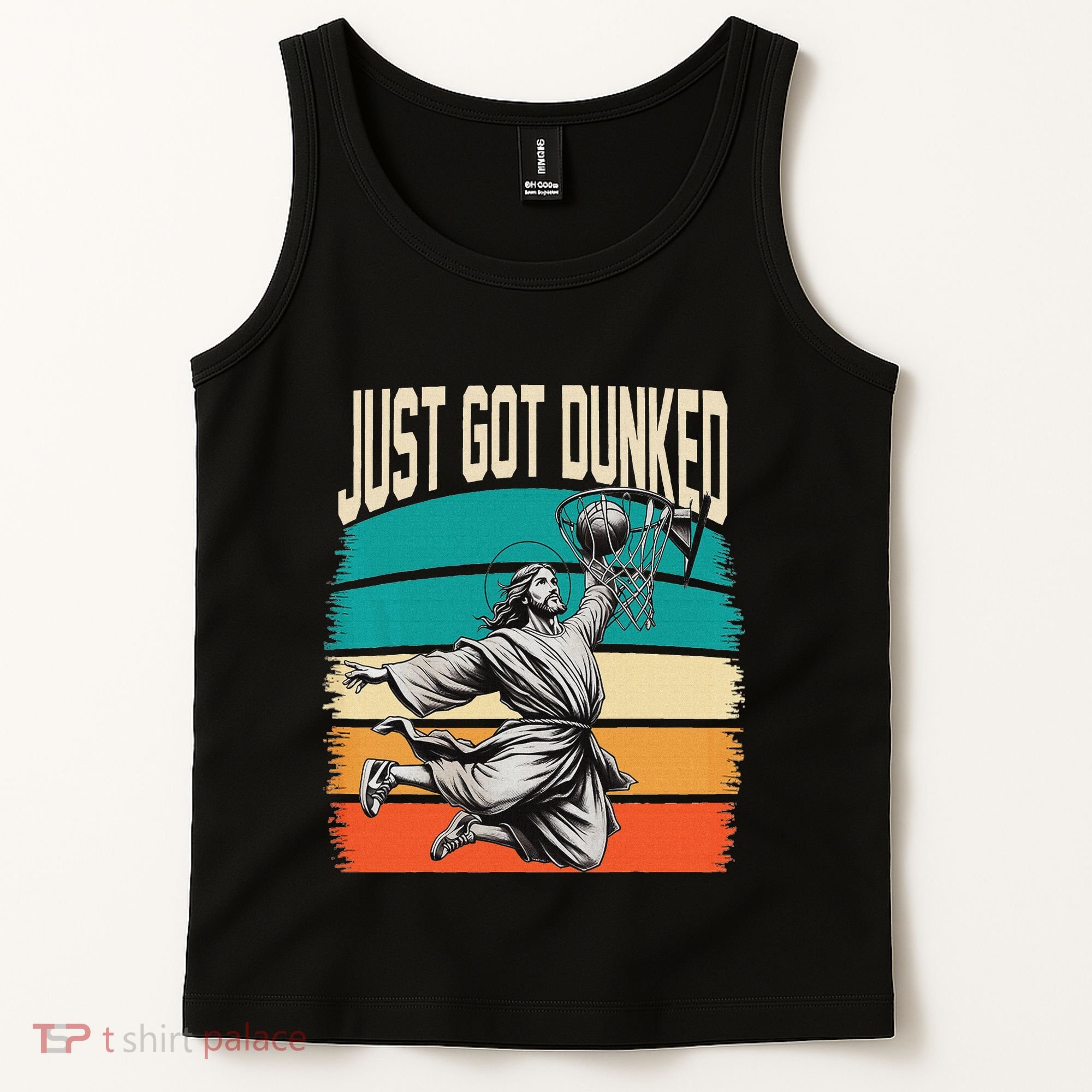 Just Got Dunked Jesus Dunking Baptism Playing Basketball Tank Top
