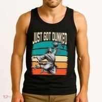 Just Got Dunked Jesus Dunking Baptism Playing Basketball Tank Top thumb 3