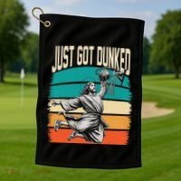 Just Got Dunked Jesus Dunking Baptism Playing Basketball Golf Towel thumb 1