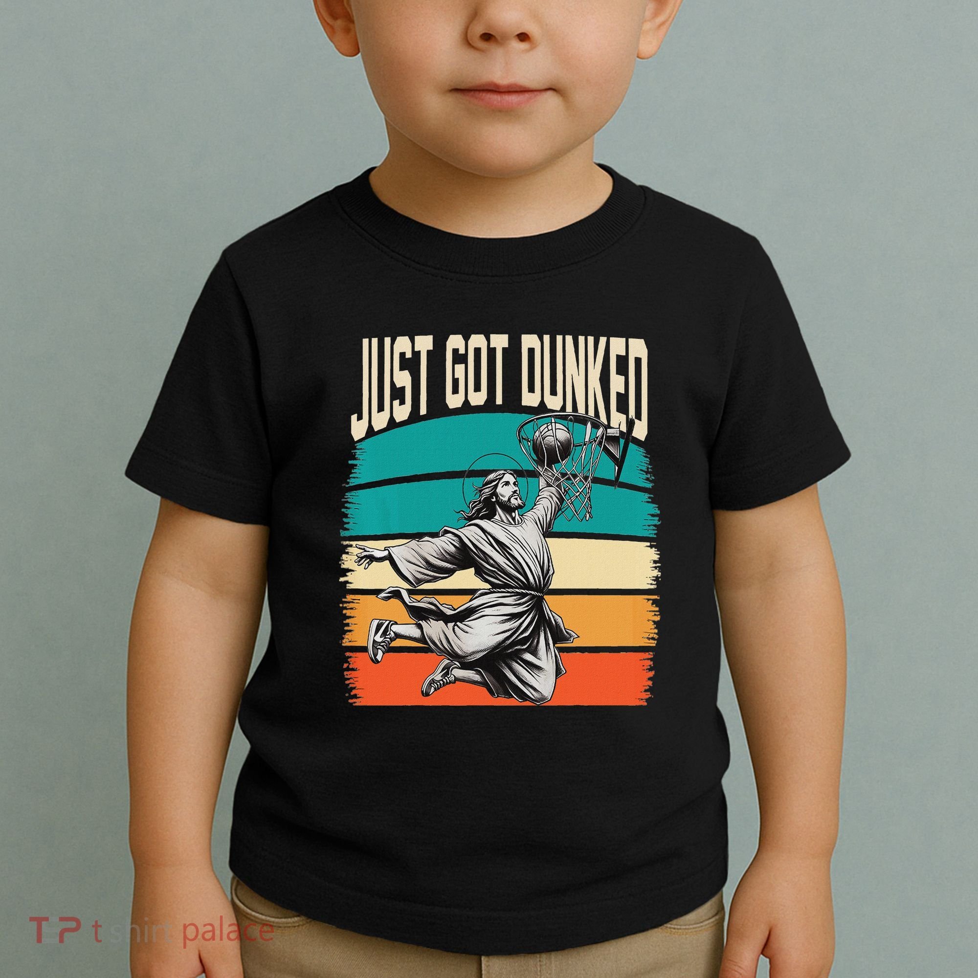 Just Got Dunked Jesus Dunking Baptism Playing Basketball Toddler T-Shirt