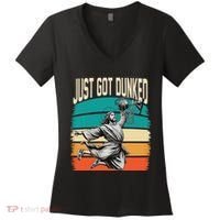 Just Got Dunked Jesus Dunking Baptism Playing Basketball Women's V-Neck T-Shirt thumb 0