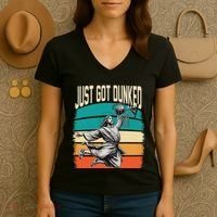 Just Got Dunked Jesus Dunking Baptism Playing Basketball Women's V-Neck T-Shirt thumb 3