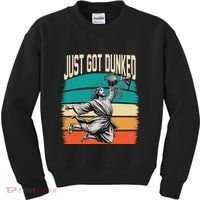 Just Got Dunked Jesus Dunking Baptism Playing Basketball Kids Sweatshirt thumb 0