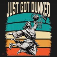 Just Got Dunked Jesus Dunking Baptism Playing Basketball Kids Sweatshirt thumb 2