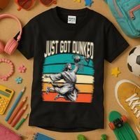 Just Got Dunked Jesus Dunking Baptism Playing Basketball Kids T-Shirt thumb 3