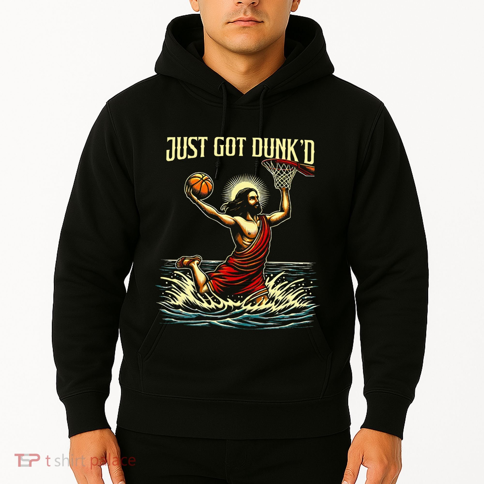 Just Got Dunked Jesus Dunking Baptism Playing Basketball Hoodie