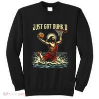 Just Got Dunked Jesus Dunking Baptism Playing Basketball Sweatshirt thumb 0