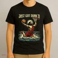 Just Got Dunked Jesus Dunking Baptism Playing Basketball T-Shirt thumb 3