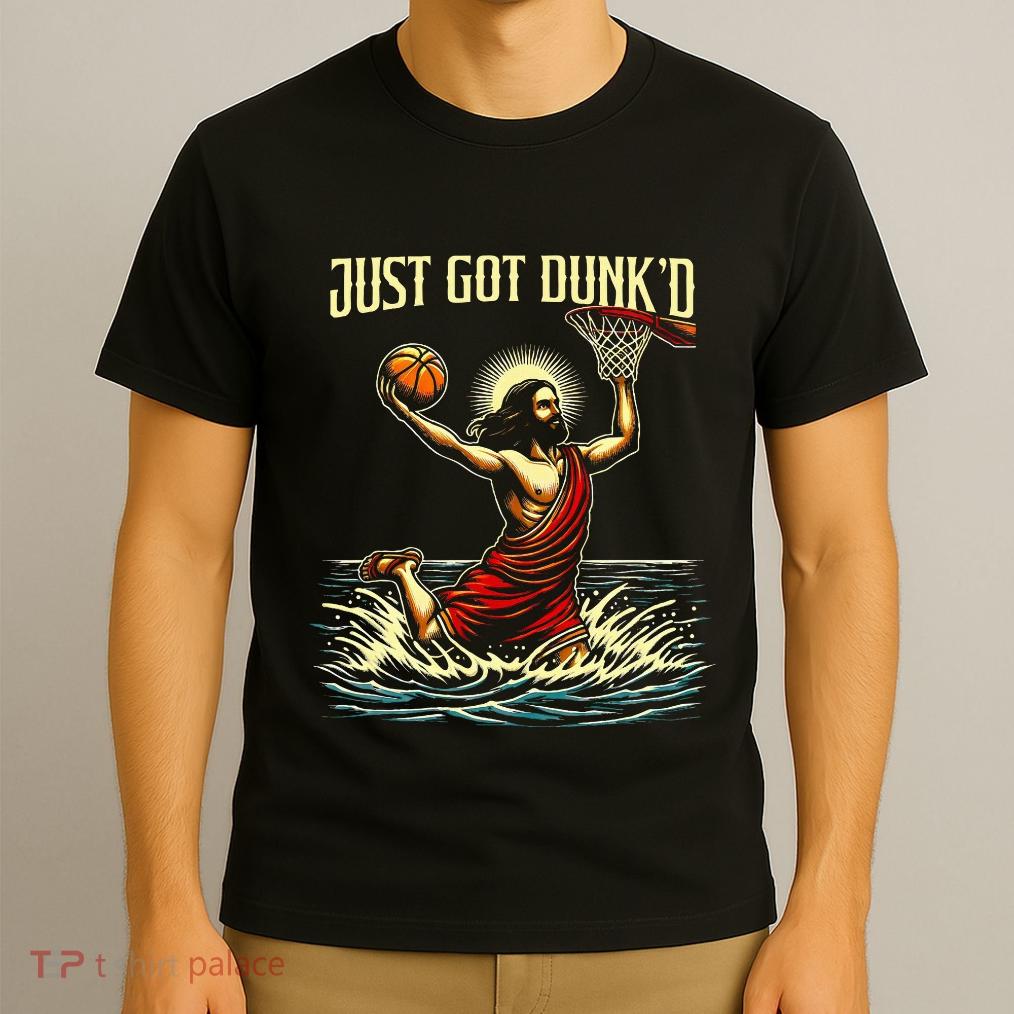 Just Got Dunked Jesus Dunking Baptism Playing Basketball T-Shirt