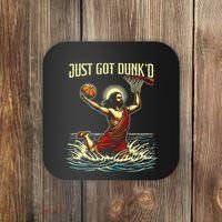 Just Got Dunked Jesus Dunking Baptism Playing Basketball Coaster thumb 0