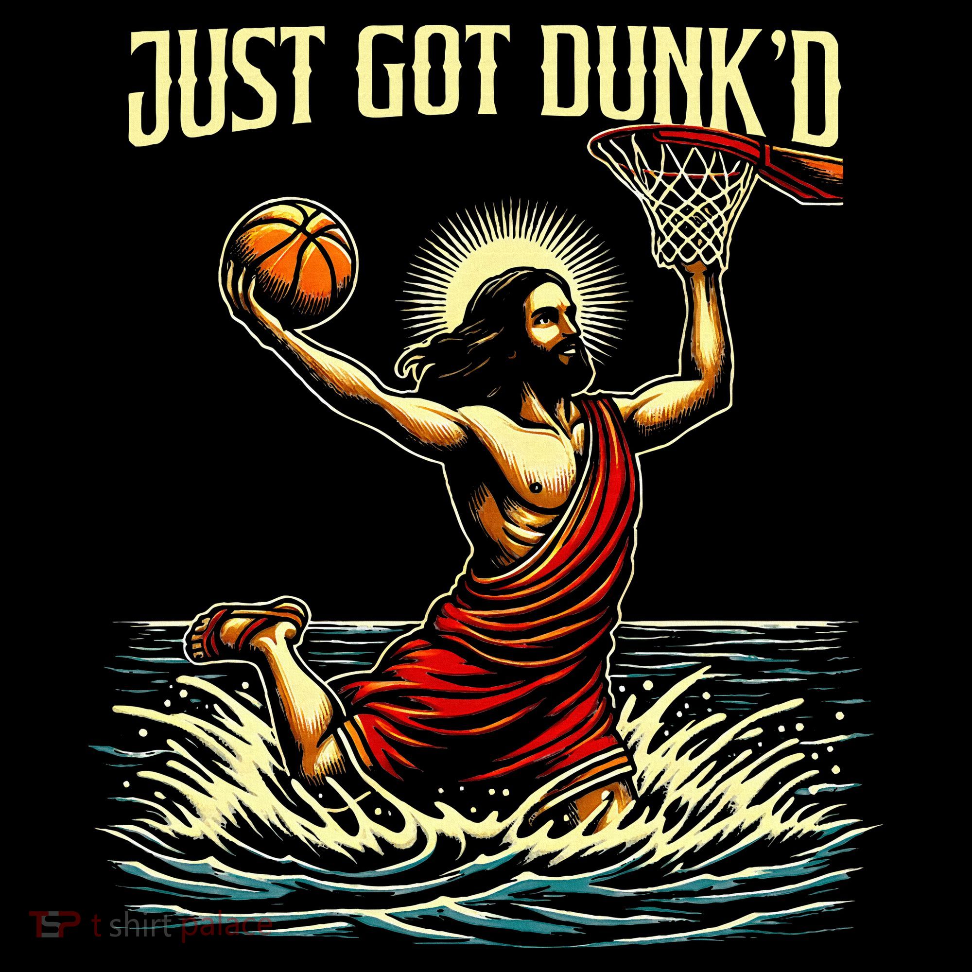 Just Got Dunked Jesus Dunking Baptism Playing Basketball Women's Hoodie