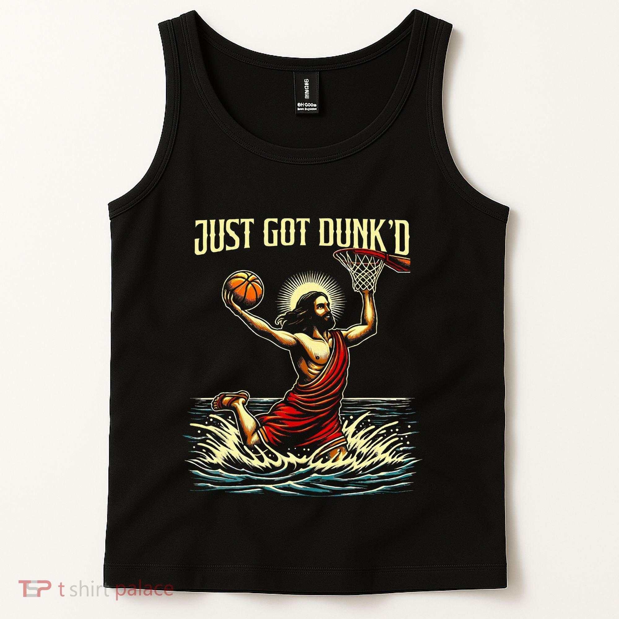 Just Got Dunked Jesus Dunking Baptism Playing Basketball Tank Top