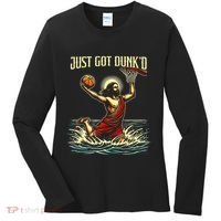 Just Got Dunked Jesus Dunking Baptism Playing Basketball Women's Long Sleeve Shirt thumb 0