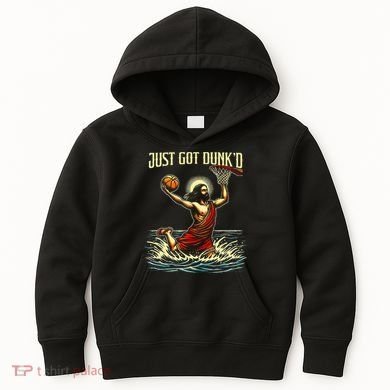 Just Got Dunked Jesus Dunking Baptism Playing Basketball Kids Hoodie