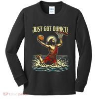 Just Got Dunked Jesus Dunking Baptism Playing Basketball Kids Long Sleeve Shirt thumb 0
