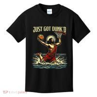 Just Got Dunked Jesus Dunking Baptism Playing Basketball Kids T-Shirt thumb 0