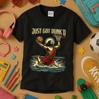 Just Got Dunked Jesus Dunking Baptism Playing Basketball Kids T-Shirt thumb 3