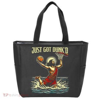 Just Got Dunked Jesus Dunking Baptism Playing Basketball Tote Bag