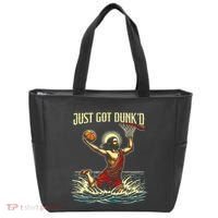 Just Got Dunked Jesus Dunking Baptism Playing Basketball Tote Bag thumb 0