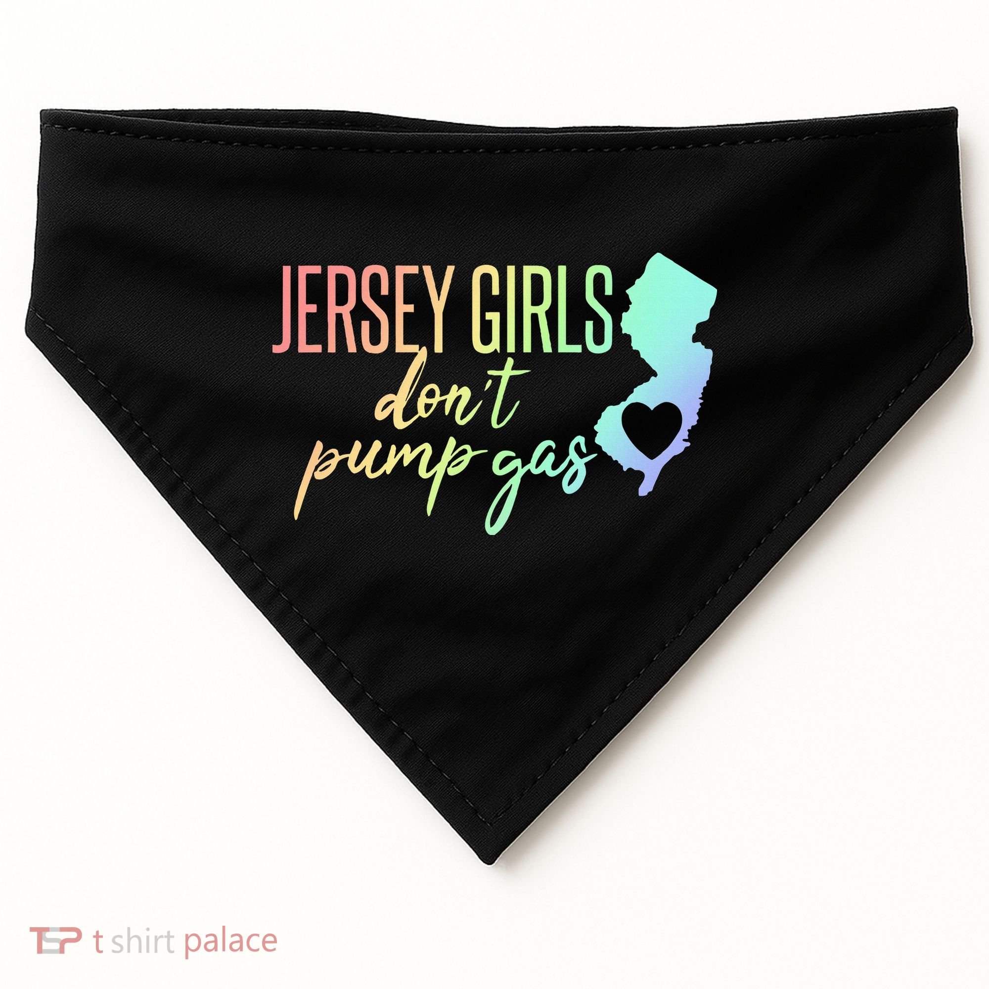 Jersey Girl Dont Pump Gas State Heart USA-Made Doggie Bandana