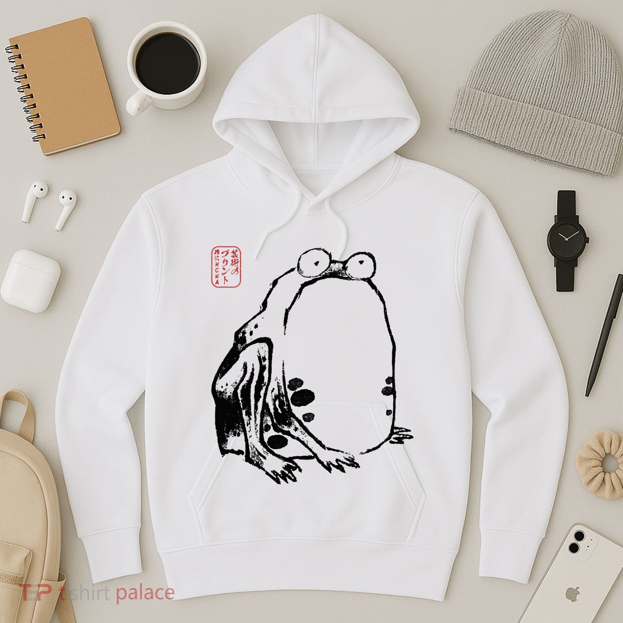 Japanese Grumpy Frog Ukiyoe Anime Japanese Hoodie