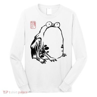 Japanese Grumpy Frog Ukiyoe Anime Japanese Long Sleeve Shirt